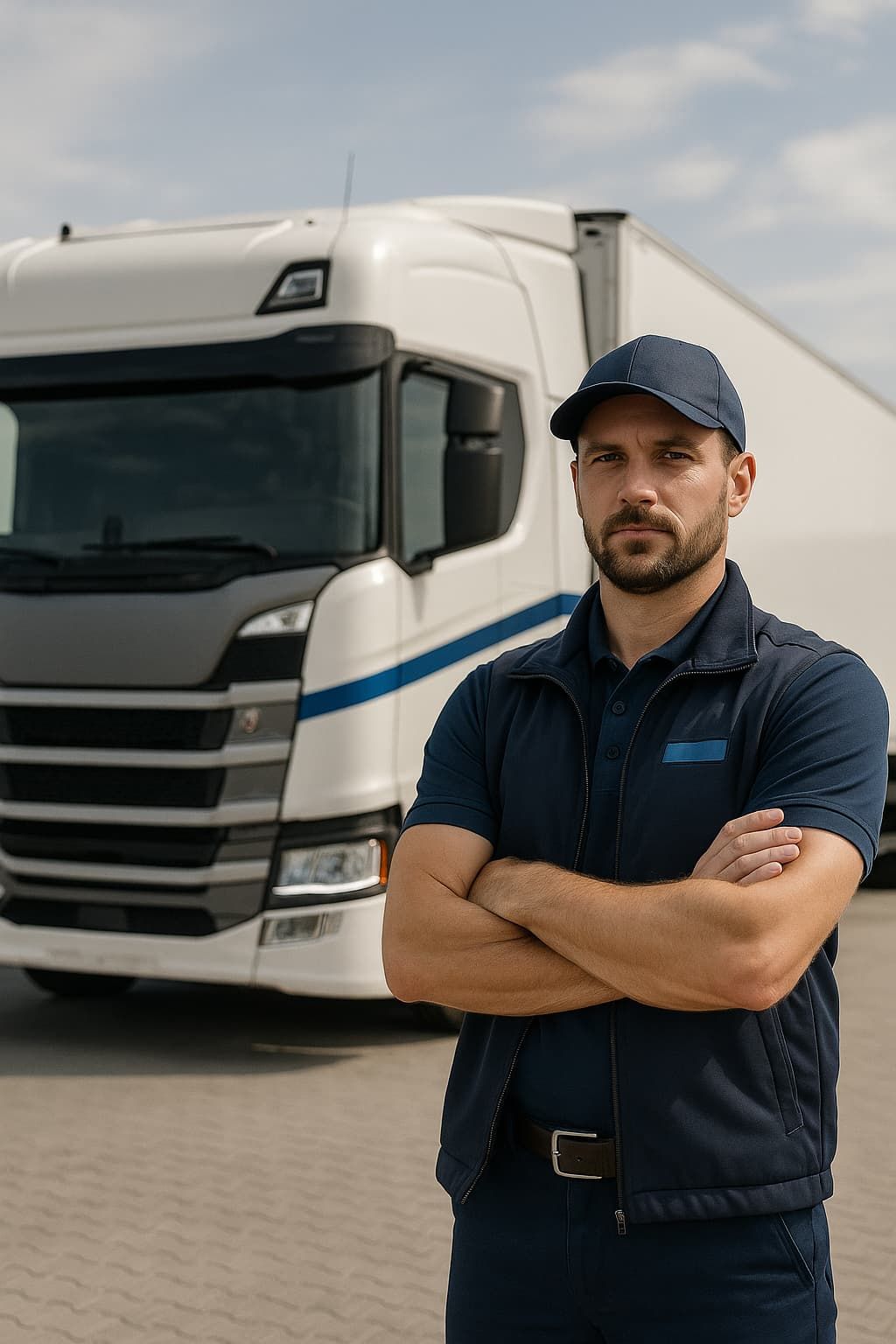 Professional driver in modern truck